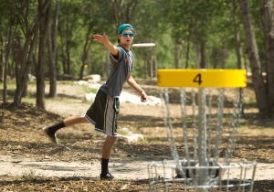 6/11/12  Ralph Barrera/American-Statesman; The city of Austin Parks and Recreation Department has opened a new disc golf course at the Roy G. Guerrero Colorado River Park in southeast Austin over the weekend. The widely anticipated course has already attracted a following with continuous play from sun-up to sun-down, the heat not withstanding. Scott Turner is mad about his disc golf. "I came out Saturday when it opened and have played  it several times since then." (feature only)
